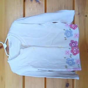 White Floral Girl's Button up Sweater
